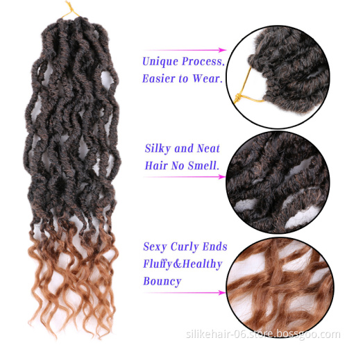 24inch Synthetic Goddess Locs Hair Extensions Faux Locs Crochet Wavy Hair Goddess Faux Locs Crochet Hair with Curly Ends braids